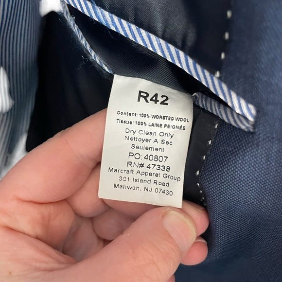 Tommy Hilfiger Men’s 100% Worsted Wool Suit Jacket in Navy Size 42 - Picture 9 of 11